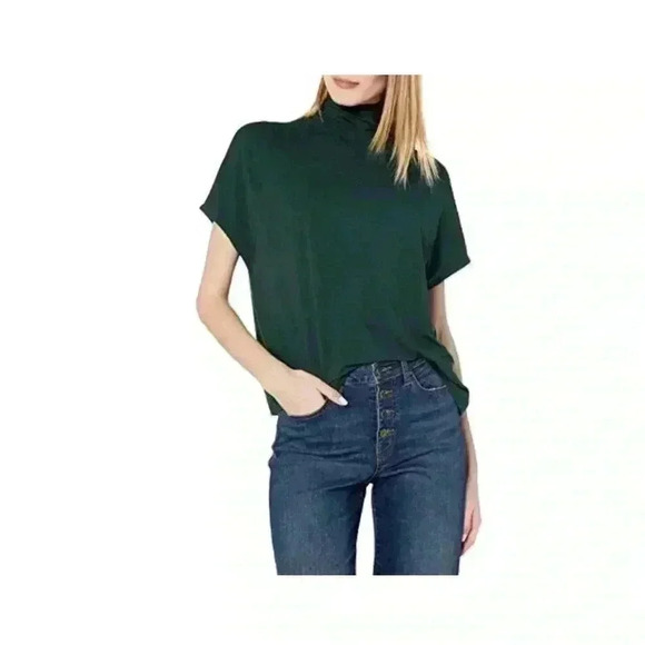 Daily Ritual Tops - Daily Ritual Women’s Large Soft Jersey Oversized Short Sleeve Funnel Neck Shirt